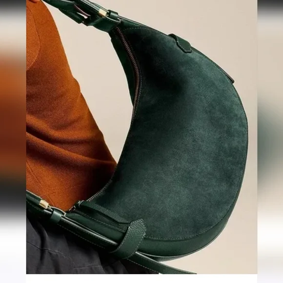 FOSSIL Women's Dark Green SUEDE HOBO Crescent Shoulder Bag - Picture 2 of 4